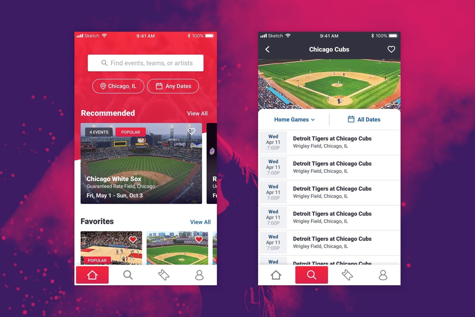 vivid-seats-mobile-ui-design screenshot 1 of 5